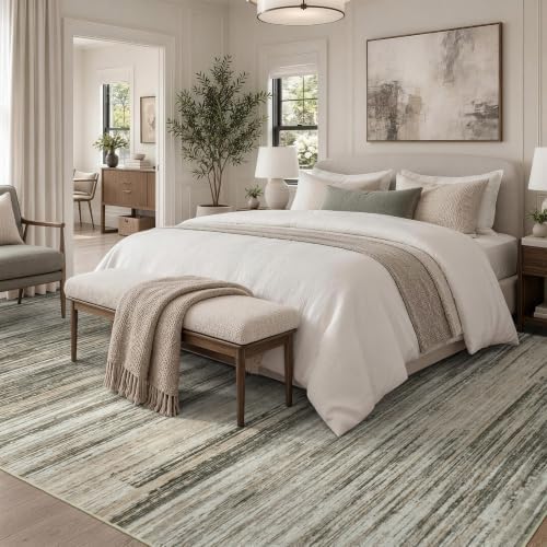 Lofus 8x10 Area Rug for Living Room, Abstract Washable Non-Slip Rugs, Taupe - Image 2
