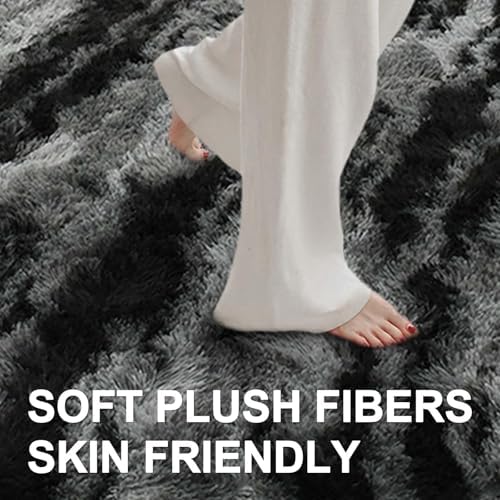 8x10 Ft Extra Large Shag Rugs for Living Room, Ultra Soft Fluffy Furry Area Rugs for Bedroom Indoor Floor, Aesthetic Carpet for Kids Home Decor (Black) - Image 4