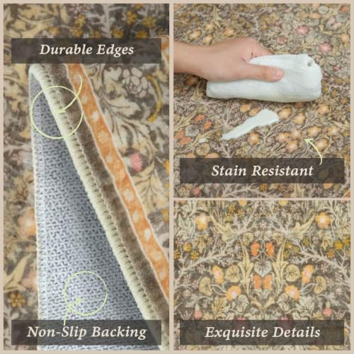 JTJ Brown Kitchen Rug Set of 3, Washable Non Slip Mats with Runner - Image 4