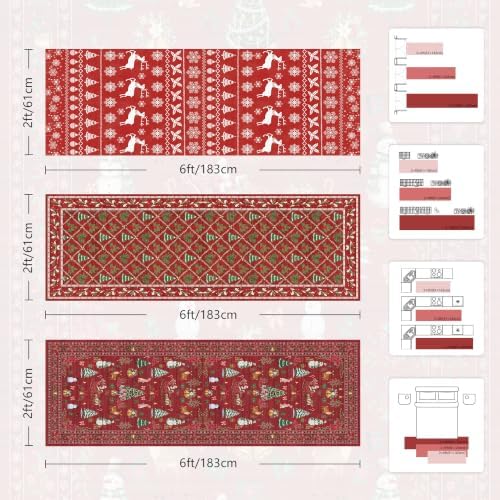 Christmas Runner Rug 2x6 Red Washable Rugs for Hallway, Soft Non-Slip Low Pile Christmas Tree Santa Claus Snowman Carpet for Kitchen Entryway Bedroom Kids Nursery Holiday Throw Home Decor(Santa Claus) - Image 2