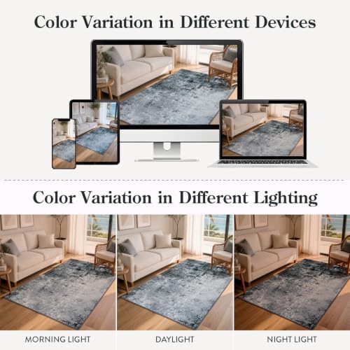 Lahome Black and White Rug for Living Room, Modern Abstract Rug, 8x10 Rug - Image 7