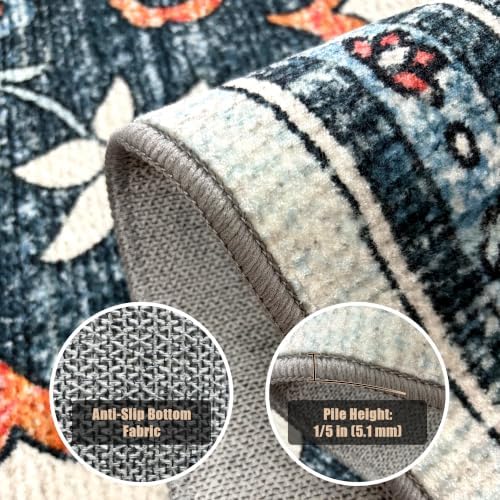 YARNSCAPE 4' x 6' Machine Washable Area Rug, Non-Slip Low-Pile Carpet - Image 6