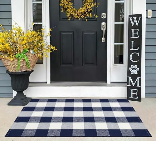 Blue and White Layered Doormat,27.5"x43.3"Fall Door Mat Outdoor For Porch - Image 6