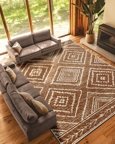 BESTSWEETIE 10'x14' Washable Area Rug for Living Room Bedroom Yellowbrown by BESTSWEETIE