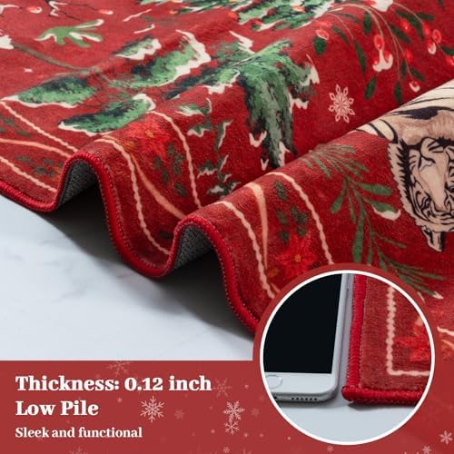 OJIA Christmas Area Rug 8x10 Red Animal Living Room Carpet Bedroom Rug - Image 6