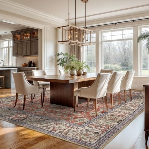 KUTA Vintage 9x12 Area Rug Large Washable Rugs for Living Room Red Clay - Image 3