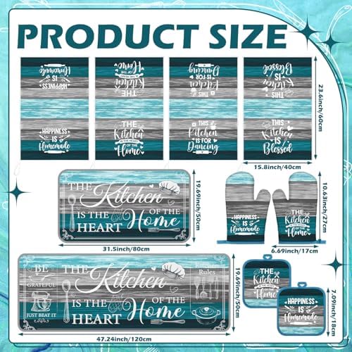 Fourluoo 10 Pcs Rustic Blue Kitchen Decor Set - Image 3