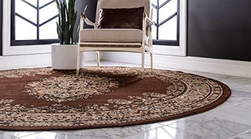 Unique Loom Reza Collection Traditional Persian Style Area Rug, 8' 0" x 8' 0", Brown/Ivory - Image 4