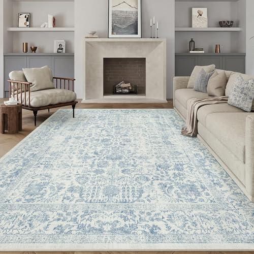 PureCozy Blue Area Rug 7x10 Vintage Floral - Image 5