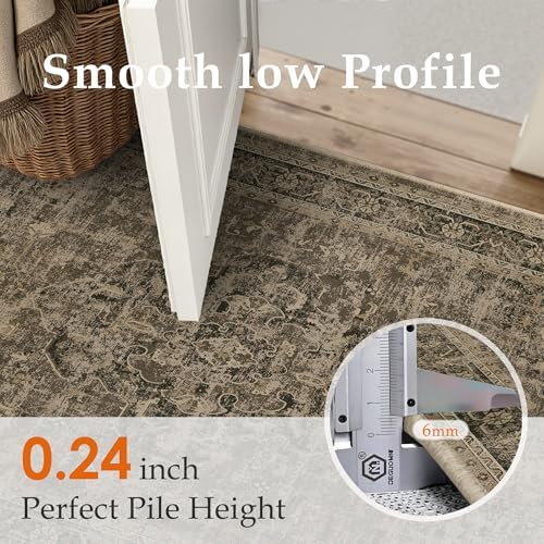PureCozy Brown Area Rug 9x12 Vintage Oriental Distressed - Image 5