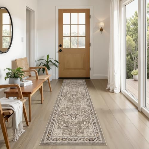 cotiled 2x6 Hallway Runner Rug for Entryway, Non-Slip Vintage, Brown by COTILED