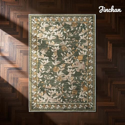 jinchan 2x3 Floral Vintage Washable Accent Entryway Rug, Green - Image 2