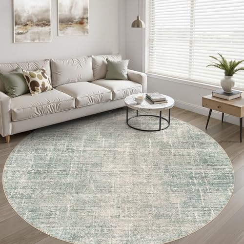 LOONGRUG Round Rug 10x10 Washable Neutral Modern Rug for Living Room Green - Image 6