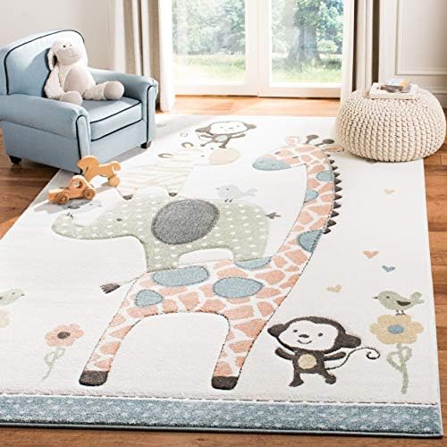 SAFAVIEH Carousel Kids Area Rug 4'x6', Modern Ivory CRK120A by Unknown