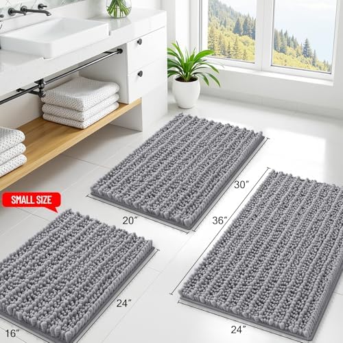 Smiry Bathroom Rugs 34X21, Extra Soft Rubber Backing Chenille Bath Mats - Image 2
