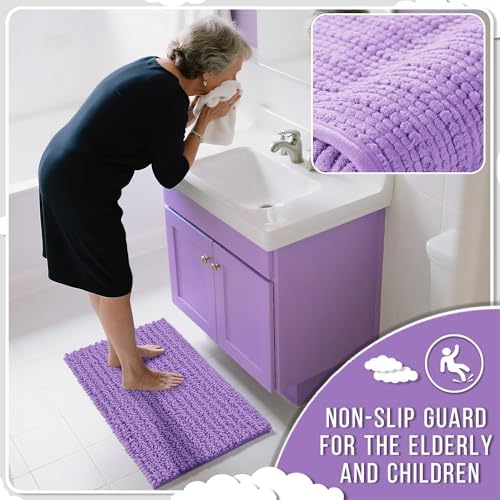 Yimobra Large Bathroom Rugs Non Slip Washable 36x24 Inch - Ultra Soft Absorbent Chenille Bath Mat, Quick Dry Shaggy Floor Carpet for Tub Shower, Lavender Home Decor Accessories - Image 6