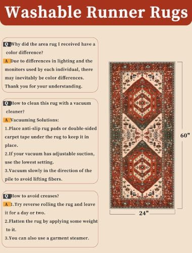 SERISSA 2x5 Washable Non Slip Boho Runner Rug for Hallway - Image 2