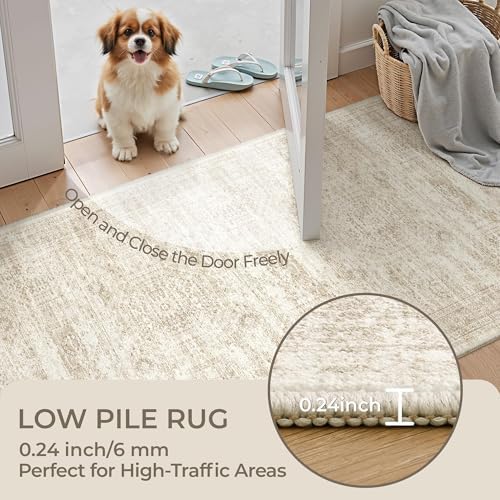 2x8 Runner Rug Non Slip,Washable Hallway Runner Rug,Beige - Image 6