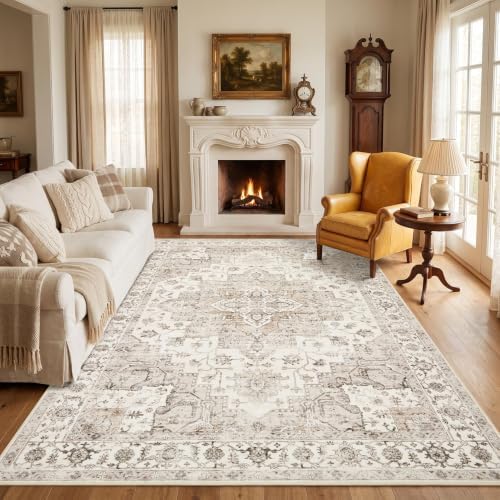 Garvee 5x7 Washable Area Rug Soft Vintage Boho Brown Bedroom Rug Non Slip - Image 2