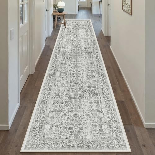 PureCozy Black Runner Rug 2'6"x12' Vintage Floral by PureCozy