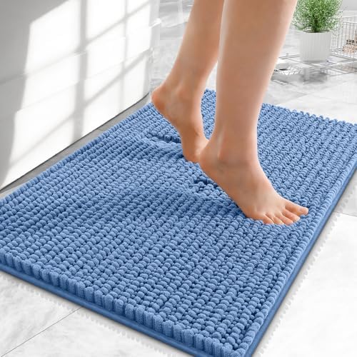 OLANLY Thick Chenille Small Bathroom Rugs Mats 24x16, Cornflower Blue by OLANLY