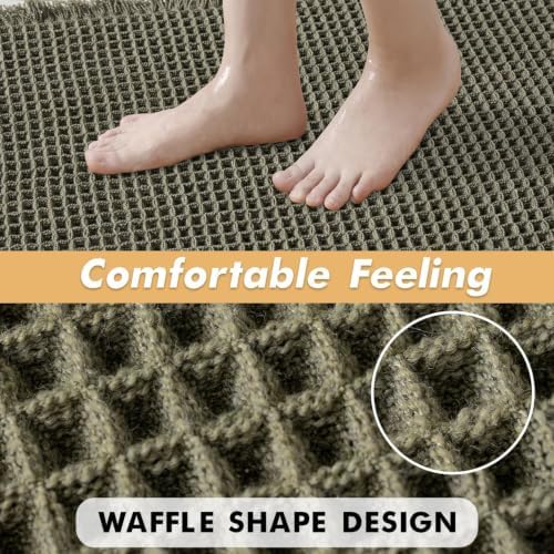 MIULEE Set of 2 Waffle Bathroom Runner Rugs Green 2'x6'(24"x72") - Image 5