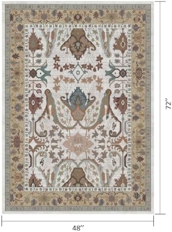 Area Rug Living Room Rugs 4×6 Washable Floral Rug - Image 2
