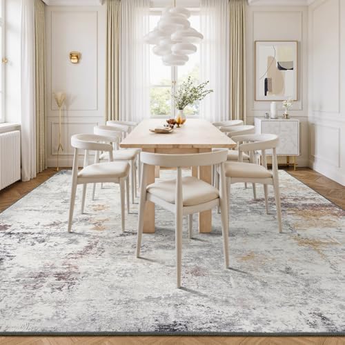 Rugflix 5x7 Area Rugs for Living Room, Washable Beige Grey Large Rug - Image 3