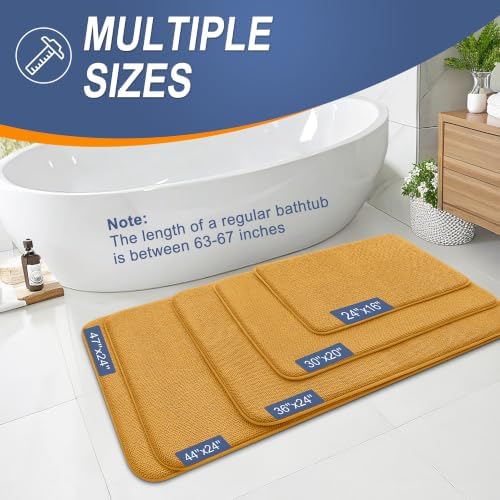 OLANLY Memory Foam Bathroom Runner Rugs 47x24, Long Bath Mat, Golden Yellow - Image 5