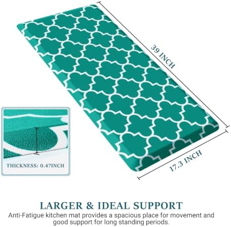 WISELIFE Kitchen Mats and Rugs Cushioned Anti-Fatigue, 17.3"x 39", Green - Image 2