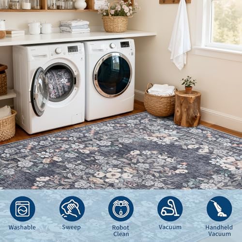GarveeHome Runner Rug 2x8 for Hallway Beige Leaf Flower Throw Rug - Image 2
