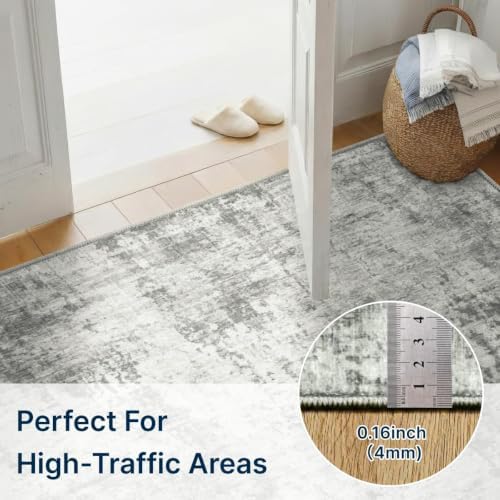 Washable 4'x6' Abstract Area Rug for Bedroom Living Room - Image 4