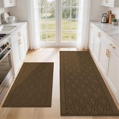 COSY HOMEER Kitchen Rugs Sets of 2 Non-Slip Washable,60x24Inch/35X24Inch by COSYHOMEER