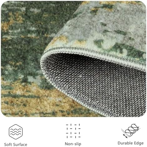 9x12 Rugs for Living Room - Modern Abstract Washable Rug, Ultra Soft Non Slip Low Pile Large Rugs, Floor Carpet for Bedroom Dining Room Office Laundry Nursery Home(Green) - Image 6