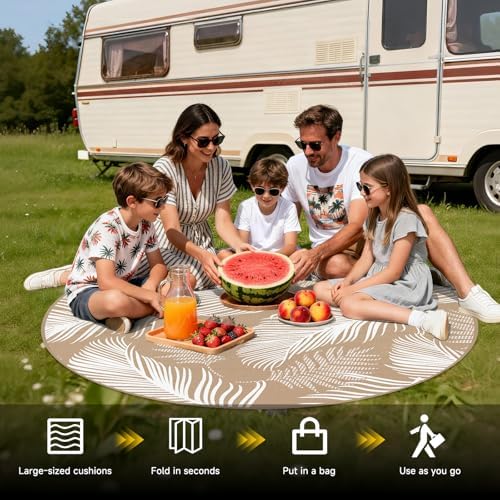Pauwer Waterproof Outdoor Rug 6ft, Plastic Straw Patio Rug, Leaf Brown - Image 6