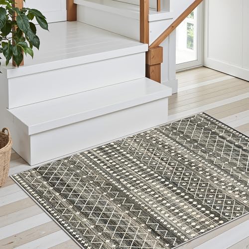 Miukiki 2x3 Entryway Rug Washable Non Slip Moroccan Area Rugs Black - Image 6