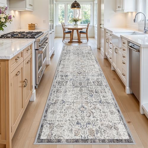 Washable 4x12 Runner Rug for Hallway - Vintage Kitchen Entryway Rugs Indoor Non Slip Stain Resistant Carpet for Living Room Bedroom Wide Home Decor Floor Mat for Bathroom Laundry 4'x12' Brown - Image 3