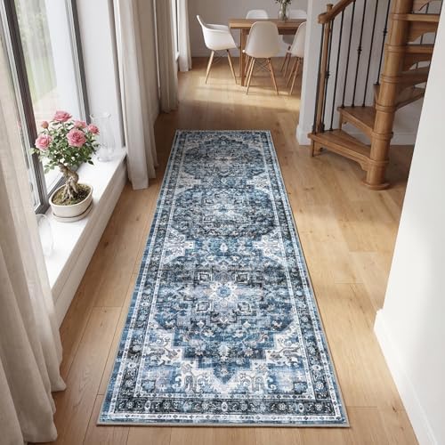 GarveeHome Washable Rug Runner 2x6 Vintage Runners for Hallways Blue by GarveeHome