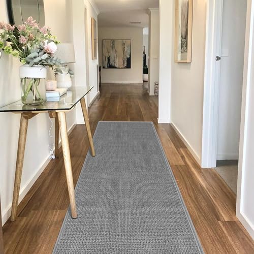 GOYLSER Gray 2x10 Runner Rug for Hallway, Water Absorbent Laundry Room Rug Runner, Natural Jute Long Carpet Runners for Hallway - Image 2