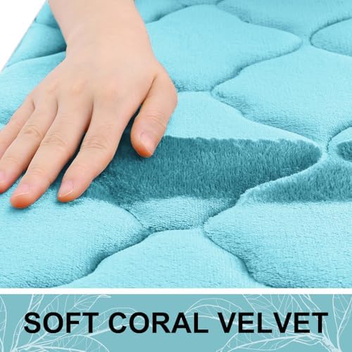 OLANLY Memory Foam Bath Mat Rug 30x20, Ultra Soft Bathroom Rugs, Sky Blue - Image 2