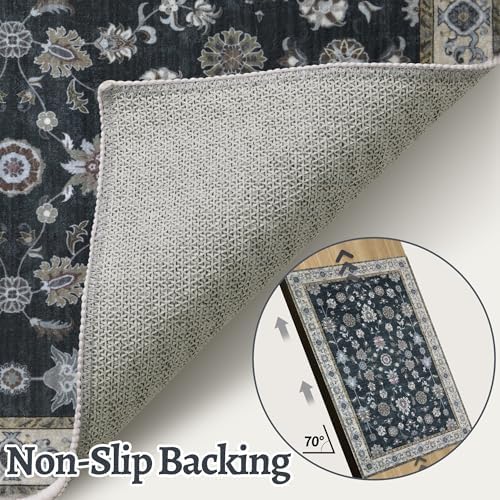 Tangsoo Vintage 3x5 Rugs, Washable Non Slip Accent Rugs for Entryway Black - Image 4