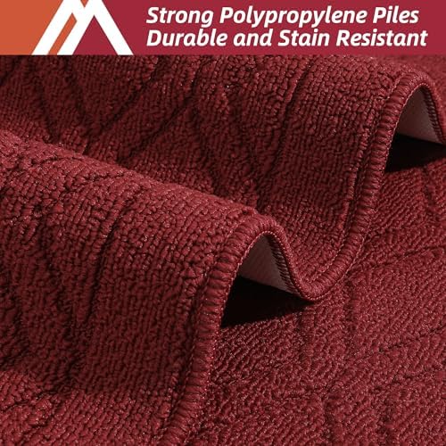 COSY HOMEER 48x20Inch/30X20Inch Kitchen Rug Mats,Red - Image 2