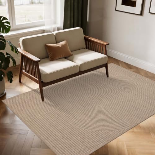 Easy Jute Rug for Pet Homes: 4x6 Outdoor Rug - Swirl Curved Pattern - Image 3