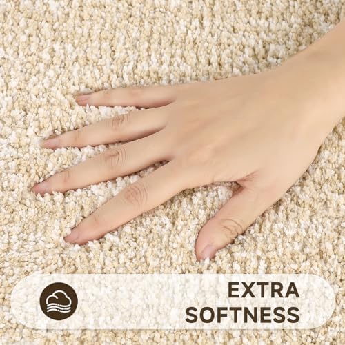 Pauwer Bathroom Rugs 3 Piece Set, Non Slip Washable Bath Mat, Beige - Image 3