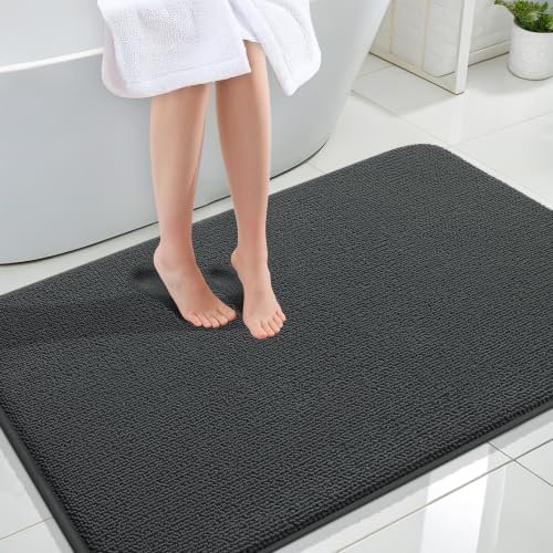OLANLY Memory Foam Large Bathroom Rugs 44x32, Absorbent Bath Mat, Dark Grey by OLANLY