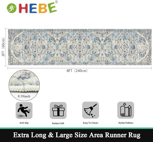 HEBE Hallway Runner Rug 2'x8', Washable Non Slip Kitchen Rug Runner - Image 2