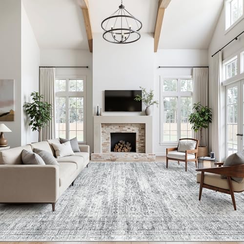 Soalmost 10x14 Area Rugs for Living Room Washable Rug Non-Slip Grey - Image 4
