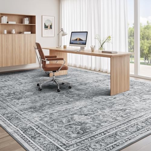 9x12 Area Rug for Living Room, Non-Slip Washable Grey Large Carpet - Image 3