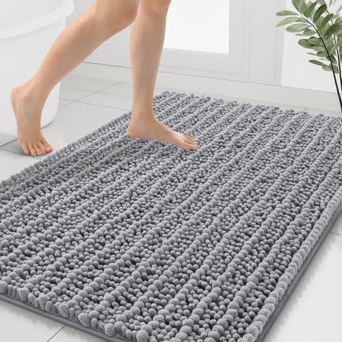 Smiry Bathroom Rugs 40X32, Extra Soft Rubber Backing Chenille Bath Mats by Smiry