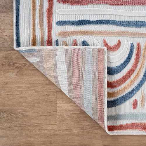 CAMILSON Indoor Outdoor Rug, Multicolor 10x14 Geometric Arch Striped Large Area Rugs for Patio and Home Areas, Easy-Cleaning Non-Shedding Living Room, Garden and Deck Washable Outside Carpet 10 x 14 - Image 5